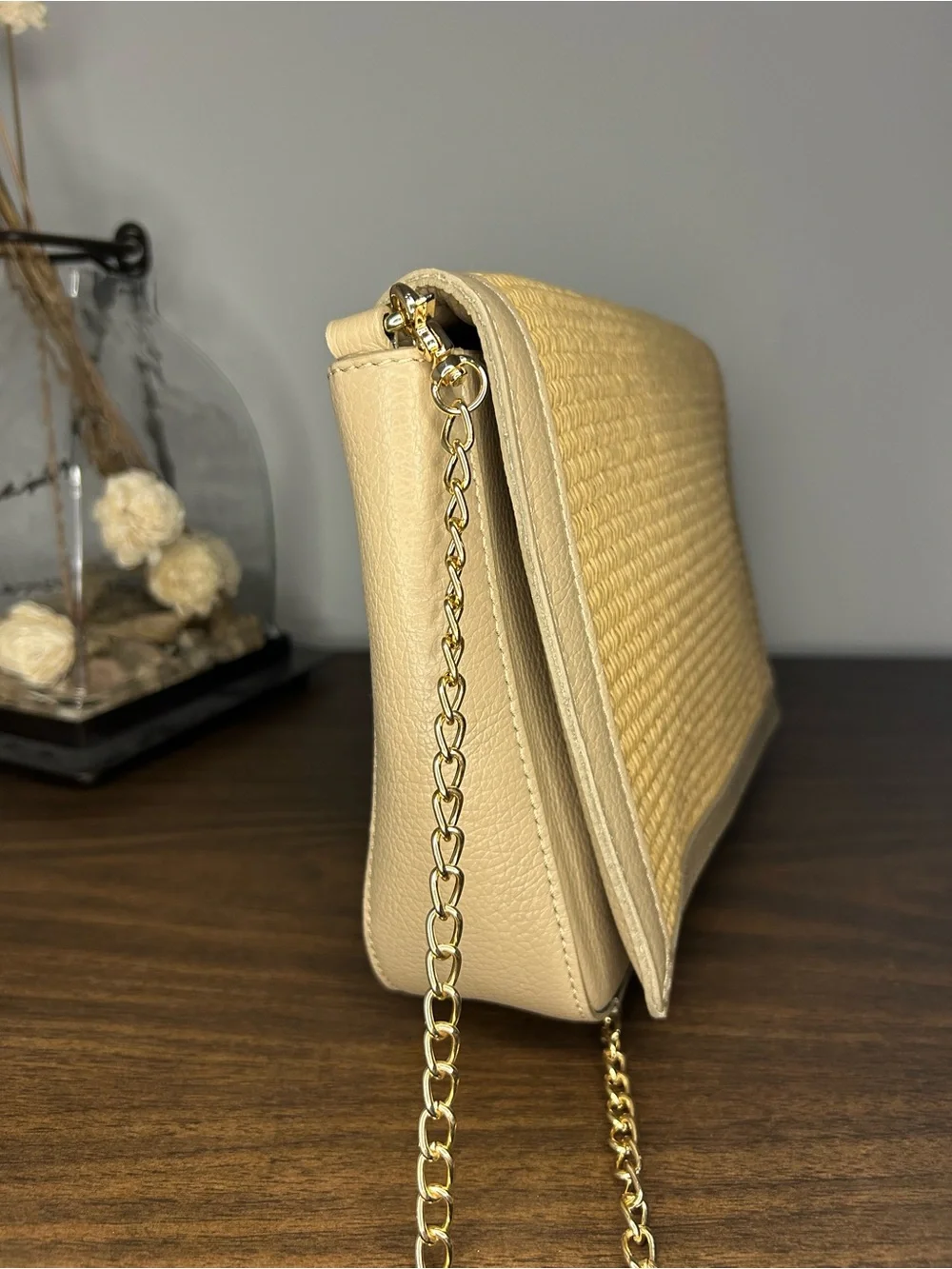 Stella Bianca NWT Cappuccino Genuine Leather Made in Italy Crossbody Purse